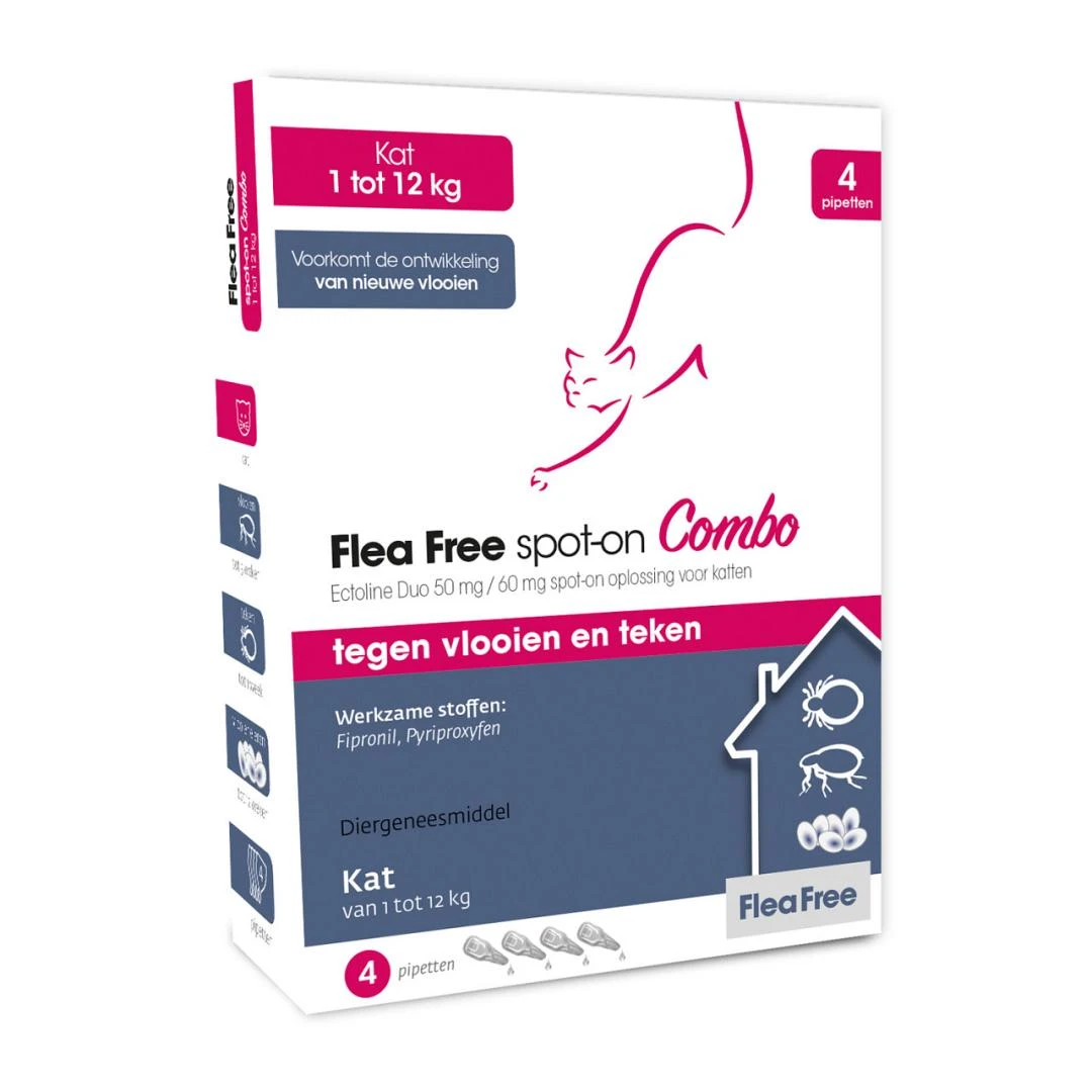 Flea Free Spot-On Combo Kat 4 Pipetten 3 Flea Free Spot-On Combo Kat 4 Pipetten