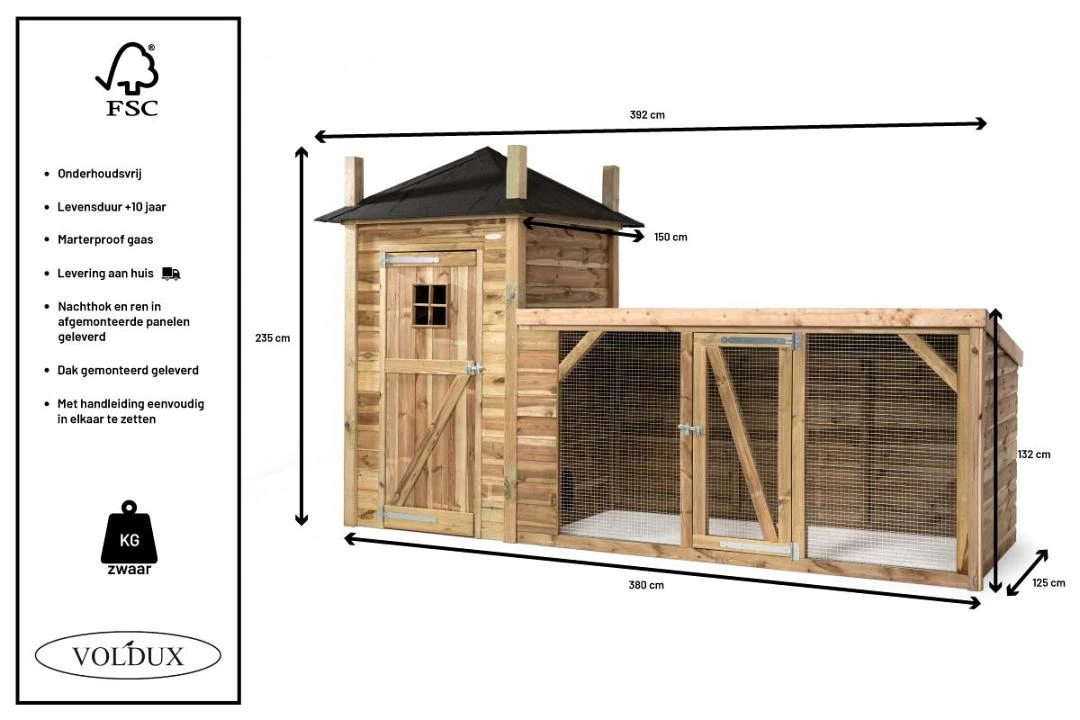 Voldux Kippen- Of Konijnenhok Lotte 6 Voldux Kippen- Of Konijnenhok Lotte - Afbeelding 4